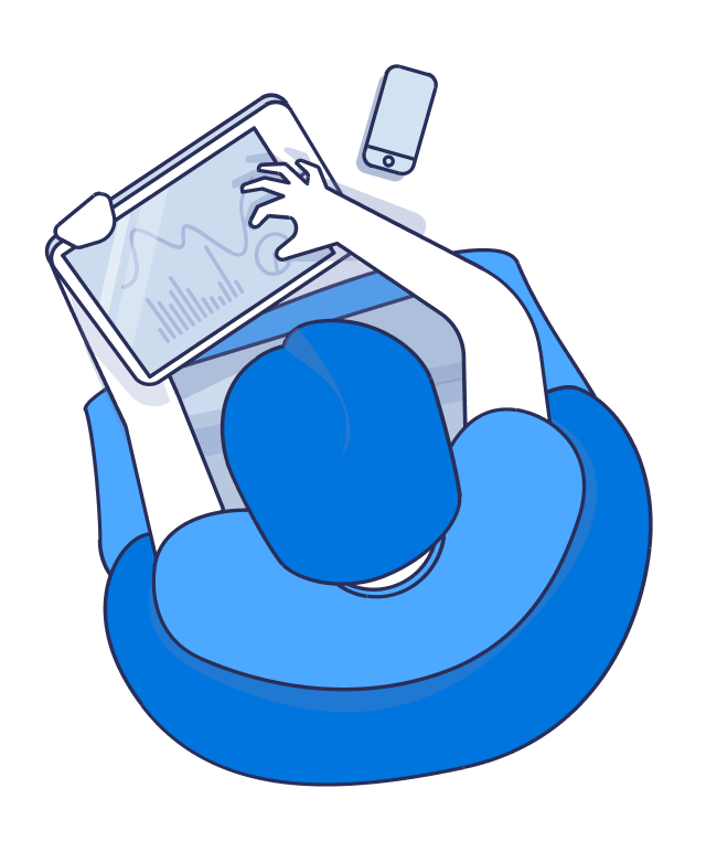 Illustration showing a climber using an analysis tool on a tablet