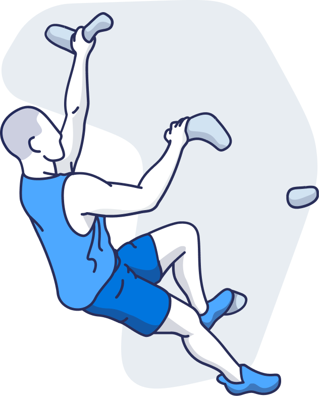 Illustration showing a climber ascending a vertical wall